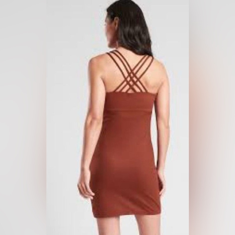 Athleta Hyper Focused Dress Size Small Criss Cross Back Burnt Orange Rust - Picture 4 of 6